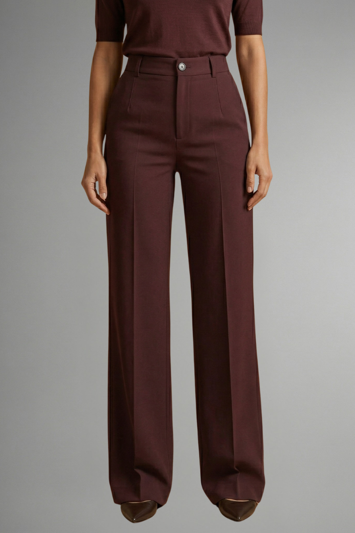Women's High-Waist Straight Leg Pants – Pull-On Stretch Pants for Work & Smart Casual