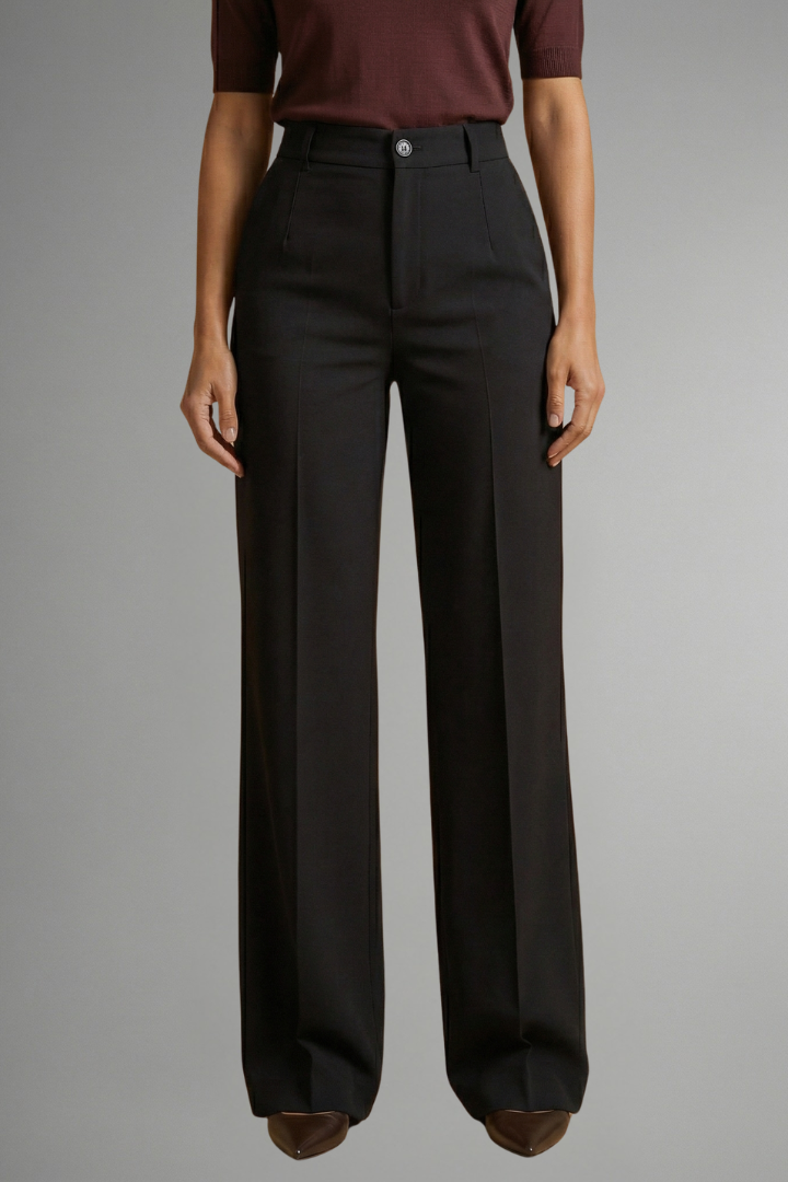 Women's High-Waist Straight Leg Pants – Pull-On Stretch Pants for Work & Smart Casual