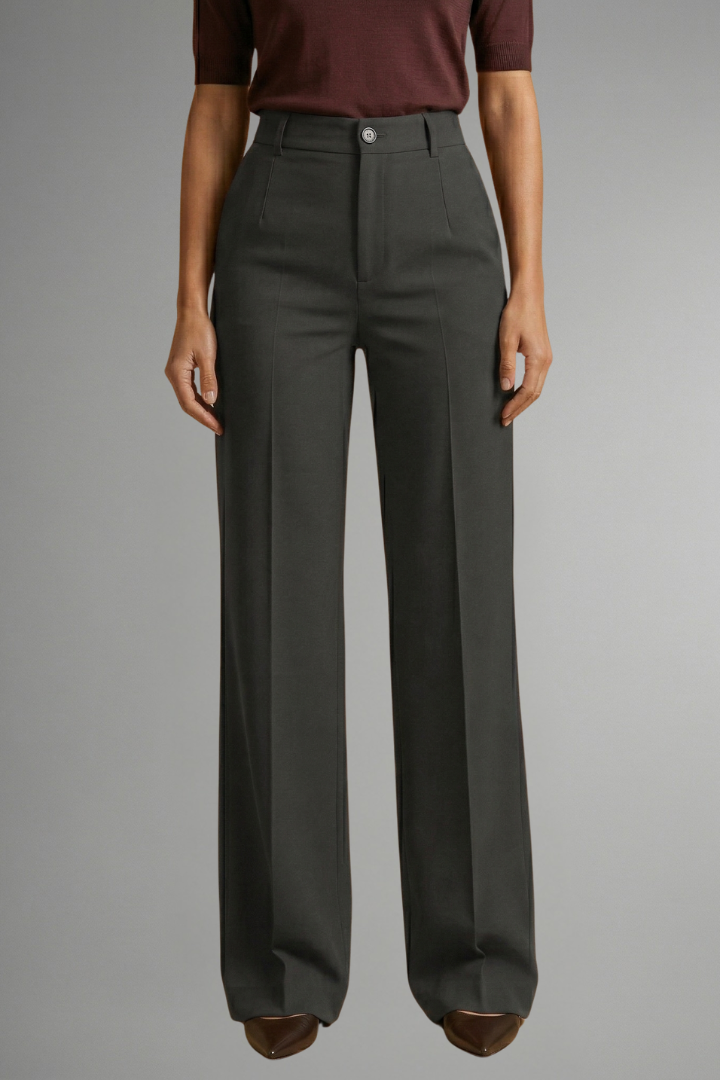 Women's High-Waist Straight Leg Pants – Pull-On Stretch Pants for Work & Smart Casual