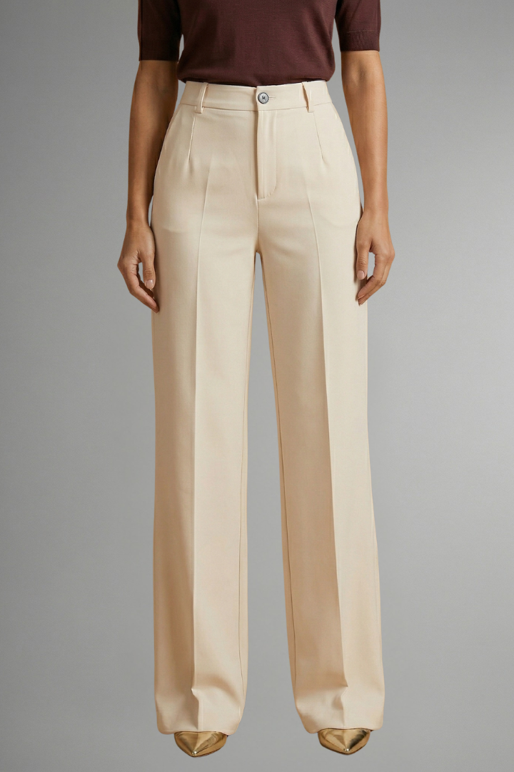Women's High-Waist Straight Leg Pants – Pull-On Stretch Pants for Work & Smart Casual