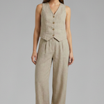 Women's Two-Piece Set with V-Neck Waistcoat & Wide-Leg Pants – Matching Workwear Co-ord