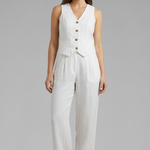 Women's Two-Piece Set with V-Neck Waistcoat & Wide-Leg Pants – Matching Workwear Co-ord