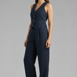 Women's Two-Piece Set with V-Neck Waistcoat & Wide-Leg Pants – Matching Workwear Co-ord