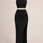 Women's Two-Piece Set with One-Shoulder Crop Top & Midi Skirt – Matching Co-Ord for Summer