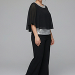 Women's Two-Piece Set with Embellished Neckline Top & Wide-Leg Pants – Smart Casual Co-ord