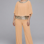 Women's Two-Piece Set with Embellished Neckline Top & Wide-Leg Pants – Smart Casual Co-ord