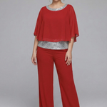 Women's Two-Piece Set with Embellished Neckline Top & Wide-Leg Pants – Smart Casual Co-ord
