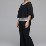 Women's Two-Piece Set with Embellished Neckline Top & Wide-Leg Pants – Smart Casual Co-ord