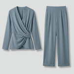 Women's Two-Piece Set Wrap Top and Cropped Pants with Pockets – Casual Summer Co-ord