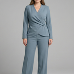 Women's Two-Piece Set Wrap Top and Cropped Pants with Pockets – Casual Summer Co-ord