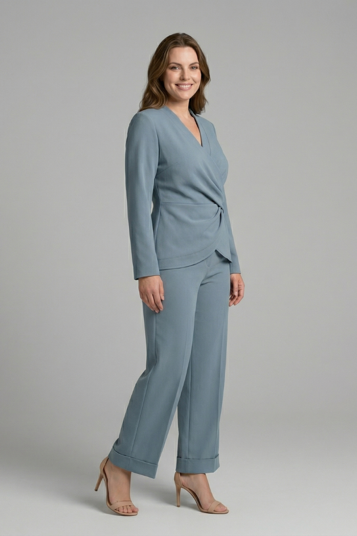 Women's Two-Piece Set Wrap Top and Cropped Pants with Pockets – Casual Summer Co-ord