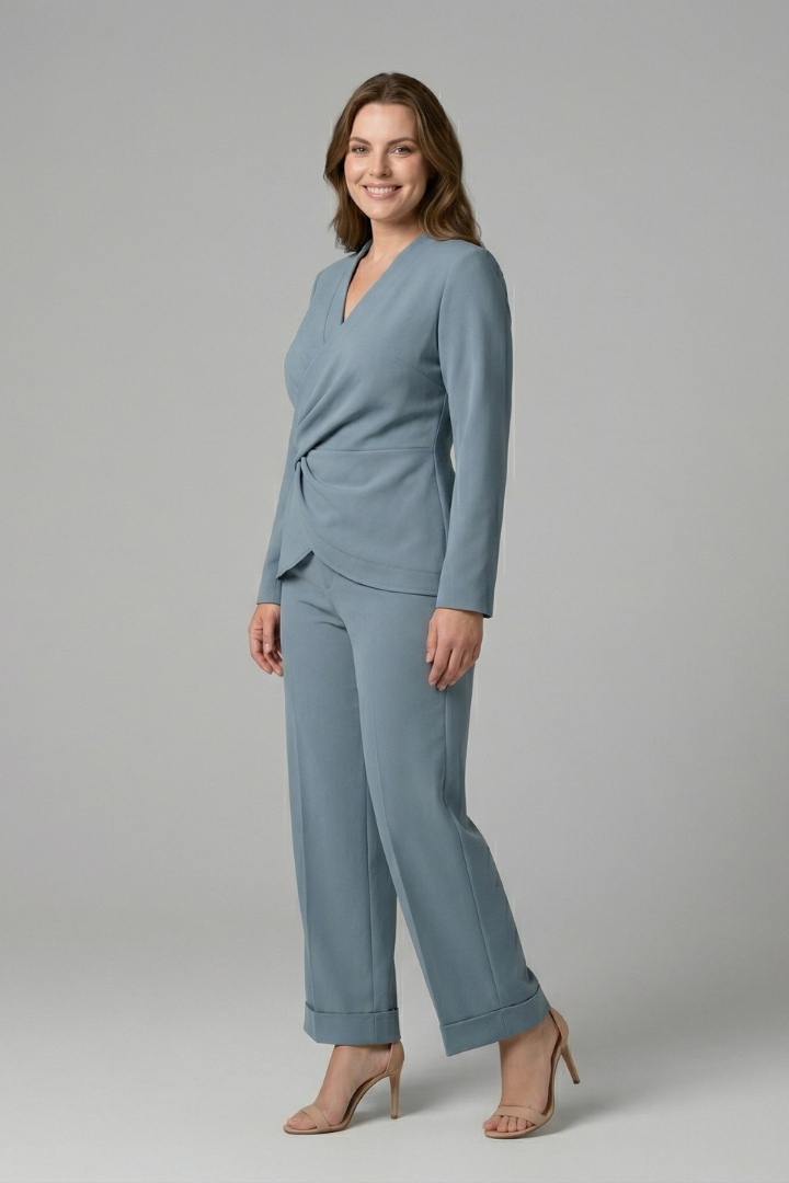 Women's Two-Piece Set Wrap Top and Cropped Pants with Pockets – Casual Summer Co-ord