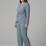 Women's Two-Piece Set Wrap Top and Cropped Pants with Pockets – Casual Summer Co-ord