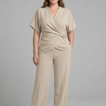 Women's Two-Piece Set Wrap Top and Cropped Pants with Pockets – Casual Summer Co-ord