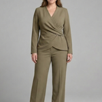 Women's Two-Piece Set Wrap Top and Cropped Pants with Pockets – Casual Summer Co-ord
