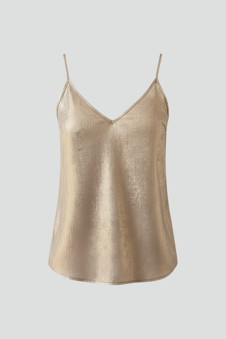 Women's V Neck Cami Top with Spaghetti Straps – Sleeveless Summer Going-Out Top