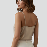 Women's V Neck Cami Top with Spaghetti Straps – Sleeveless Summer Going-Out Top