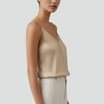 Women's V Neck Cami Top with Spaghetti Straps – Sleeveless Summer Going-Out Top