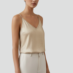 Women's V Neck Cami Top with Spaghetti Straps – Sleeveless Summer Going-Out Top