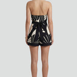 Women's Halter Neck Wrap Mini Dress with Tie Waist – Black Sleeveless Patterned Summer Dress