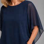 Women's Layered Chiffon-Style Top and Wide Leg Pants Set – Asymmetric Two-Piece Occasion Outfit