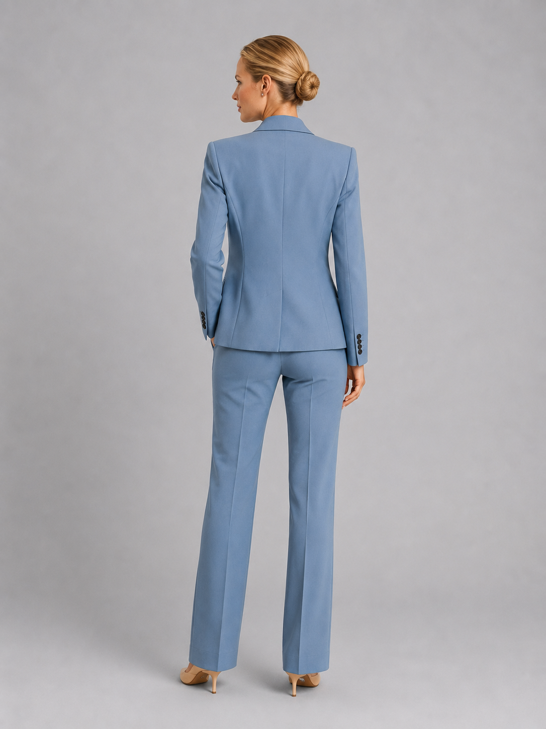 Women's Tailored Blazer & High-Waist Wide-Leg Pants Set – Two-Piece Suit for Work & Events