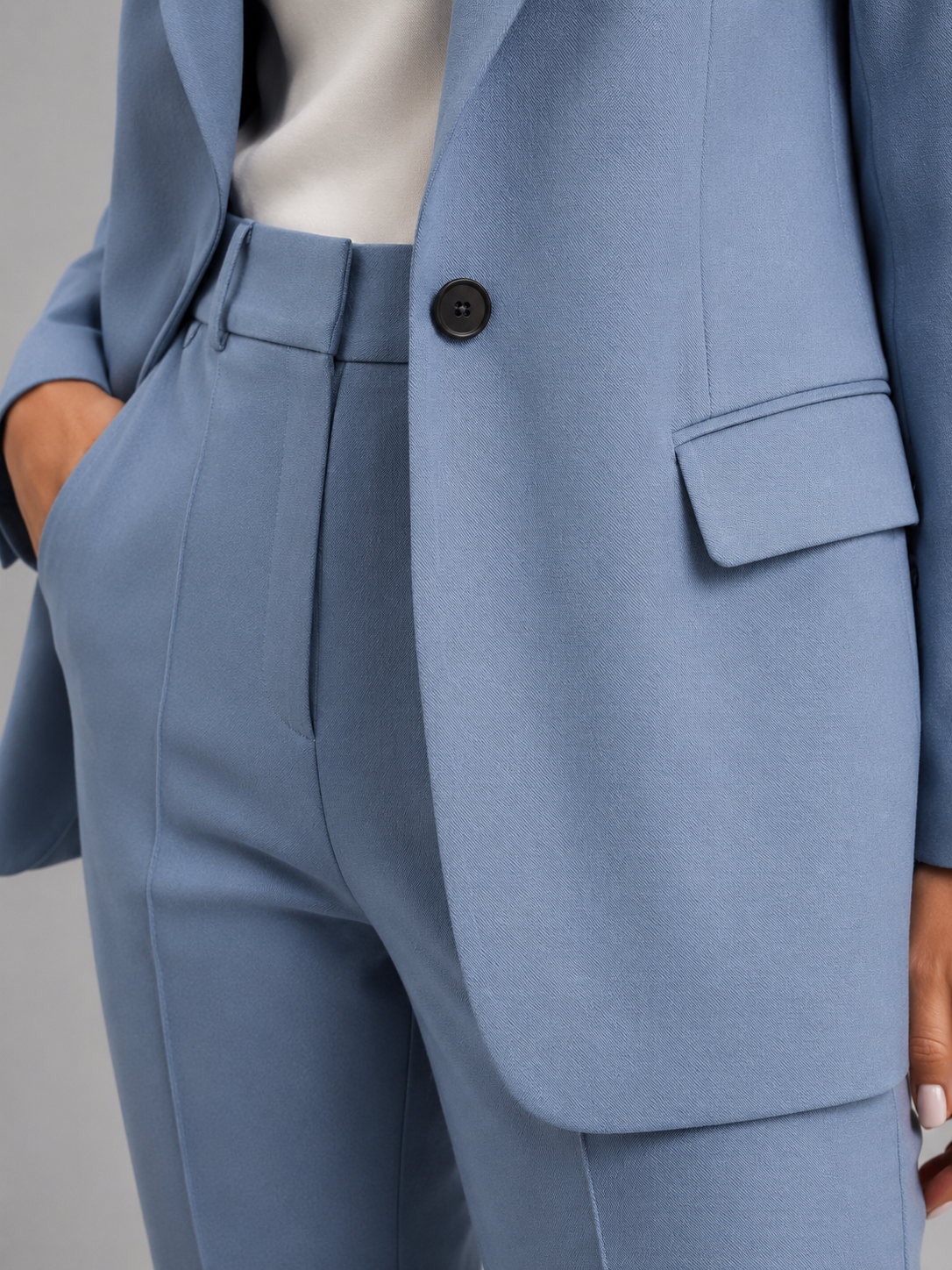 Women's Tailored Blazer & High-Waist Wide-Leg Pants Set – Two-Piece Suit for Work & Events