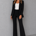 Women's Two-Piece Blazer and Pants Suit Set – Tailored Straight Leg Office Workwear
