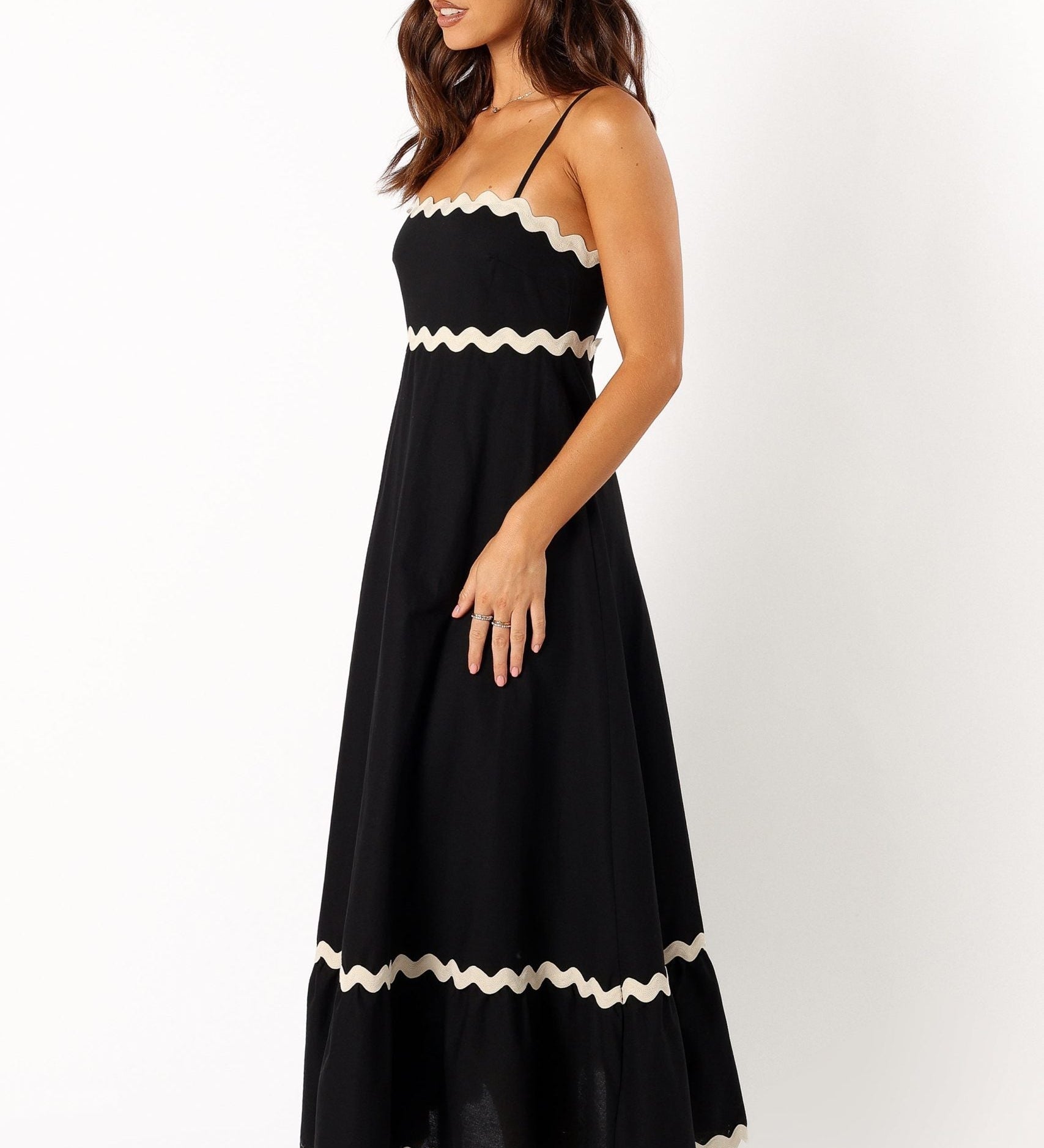 Women's Black Strappy Maxi Dress – Flowing Casual Summer Dress for Beach Dinners & Evenings