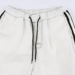 Women's Baggy Wide Leg Cargo Pants with Side Stripes & Drawstring Waist – Casual Streetwear