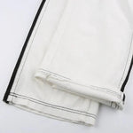 Women's Baggy Wide Leg Cargo Pants with Side Stripes & Drawstring Waist – Casual Streetwear