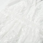 Women's White Halter Neck Mini Dress with Floral Embroidery – Beach Wedding Cocktail Dress