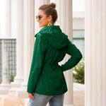 Women's Hooded Rain Jacket with Drawstring Waist and Half-Zip – Lightweight Spring Layer