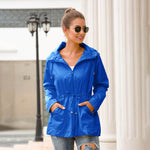 Women's Hooded Rain Jacket with Drawstring Waist and Half-Zip – Lightweight Spring Layer
