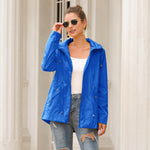 Women's Hooded Rain Jacket with Drawstring Waist and Half-Zip – Lightweight Spring Layer