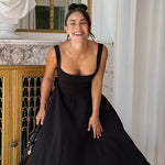 Women's Black Formal Midi Dress – Elegant Evening Dress for Dinners, Parties & Events