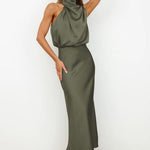 Women's Halter Neck Midi Dress – Formal Evening, Wedding Guest & Cocktail Dress
