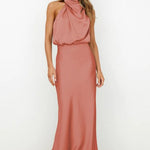 Women's Halter Neck Midi Dress – Formal Evening, Wedding Guest & Cocktail Dress