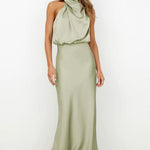 Women's Halter Neck Midi Dress – Formal Evening, Wedding Guest & Cocktail Dress
