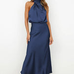 Women's Halter Neck Midi Dress – Formal Evening, Wedding Guest & Cocktail Dress