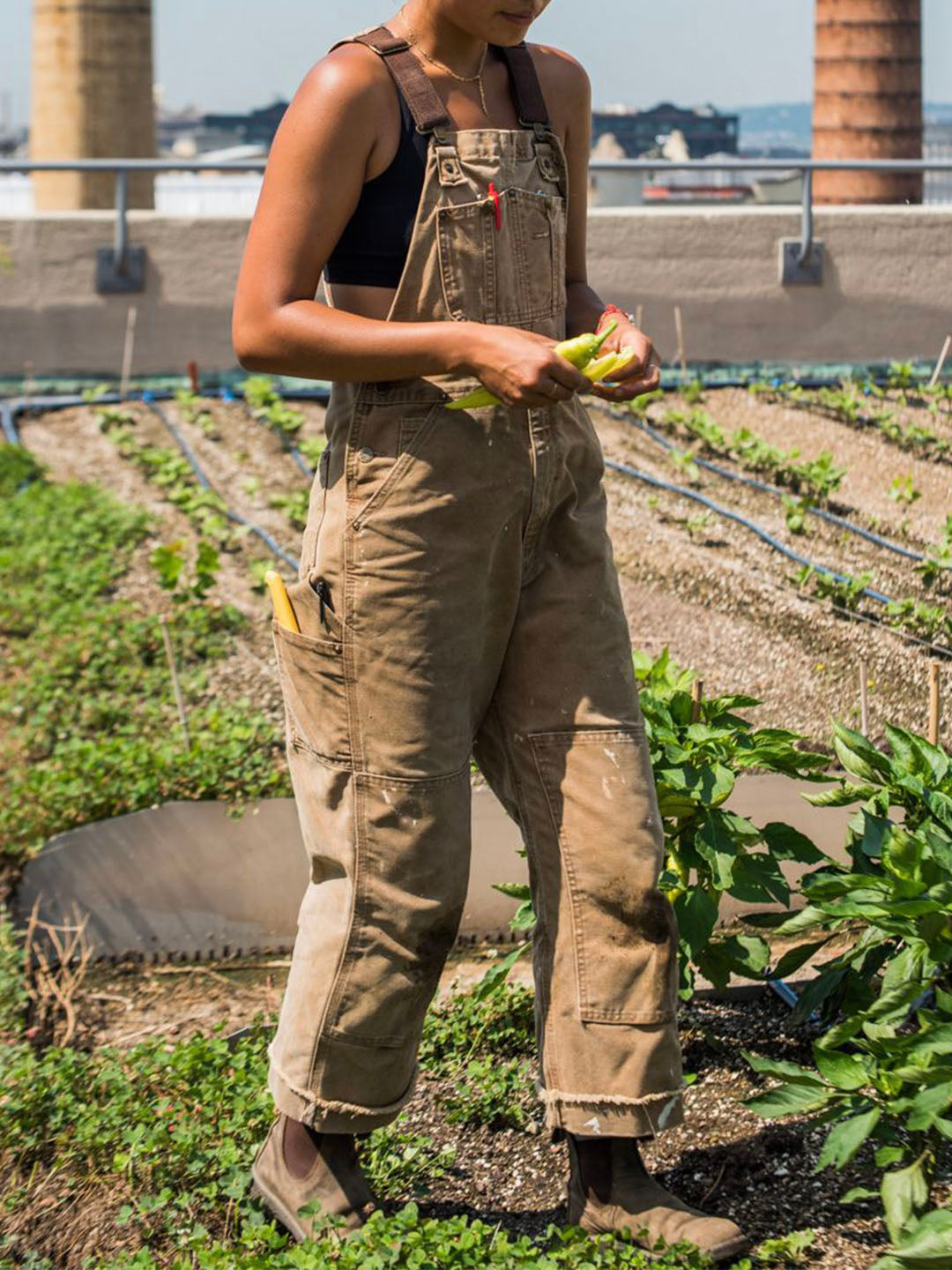 Women's Utility Dungaree Jumpsuit with Pockets – Workwear-Style Casual Overalls