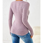 Women's Ribbed Wrap Top with Ruching – Long Sleeve V-Neck Fitted Top for Work & Weekend