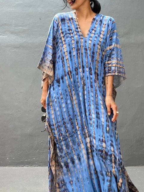 Women's Tie Dye Maxi Dress – Boho Long Summer Dress for Beach, Festivals & Holidays