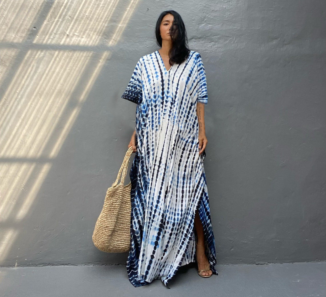 Women's Tie Dye Maxi Dress – Boho Long Summer Dress for Beach, Festivals & Holidays