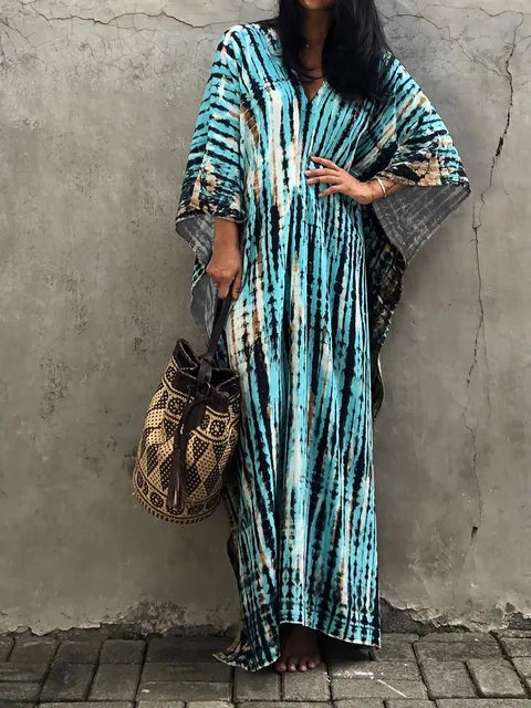 Women's Tie Dye Maxi Dress – Boho Long Summer Dress for Beach, Festivals & Holidays
