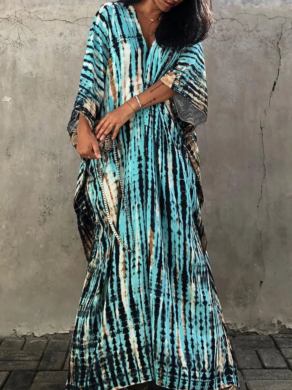 Women's Tie Dye Maxi Dress – Boho Long Summer Dress for Beach, Festivals & Holidays