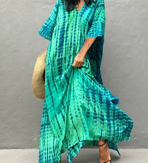 Women's Tie Dye Maxi Dress – Boho Long Summer Dress for Beach, Festivals & Holidays
