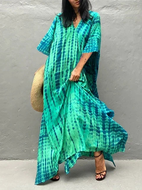 Women's Tie Dye Maxi Dress – Boho Long Summer Dress for Beach, Festivals & Holidays