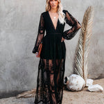 Women's V-Neck Maxi Dress with Slit – Elegant Evening, Formal and Wedding Guest Dress