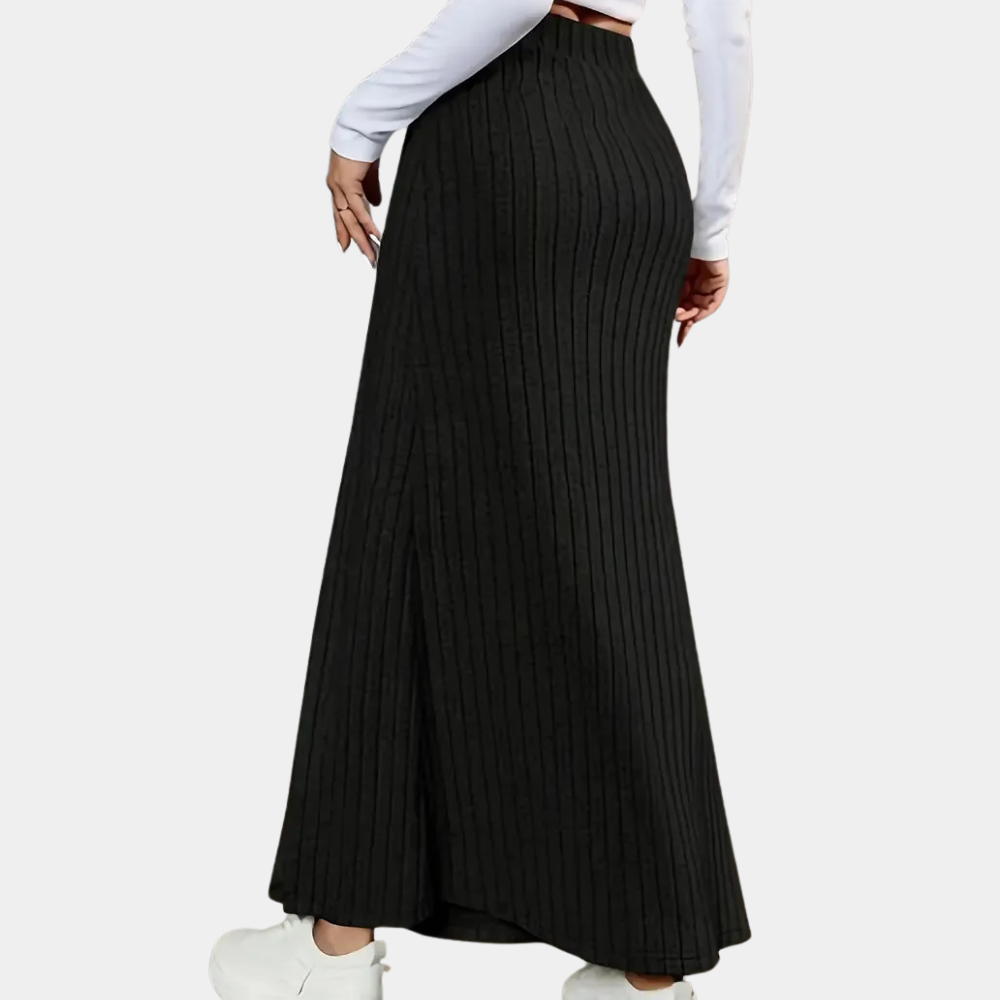 Women's Fitted Maxi Skirt with Button Side Slit – Long Pencil Skirt for Work & Evening